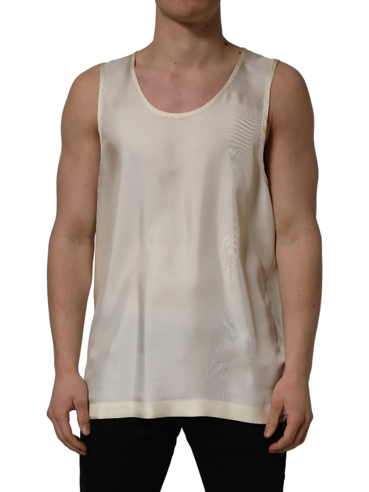 Off White Silk Sleeveless Tank Top T-shirt alternative