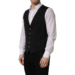 Black Single Breasted Men Waistcoat Vest