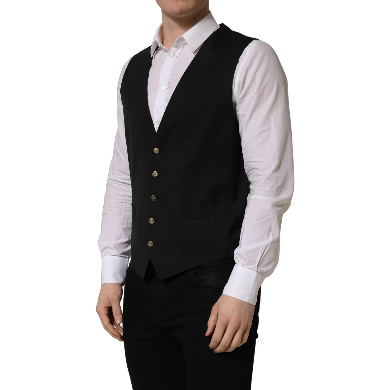 Black Single Breasted Men Waistcoat Vest