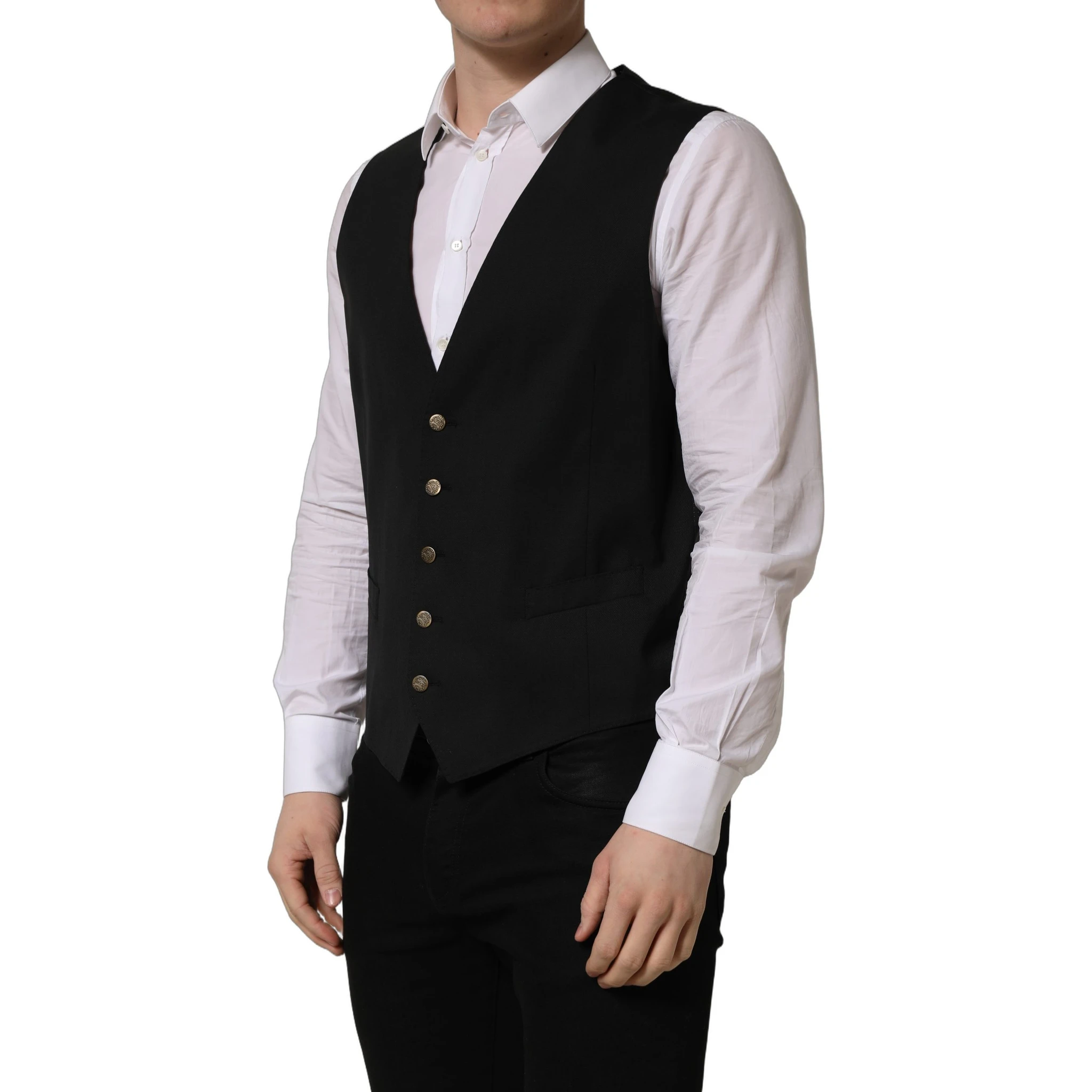 Black Single Breasted Men Waistcoat Vest