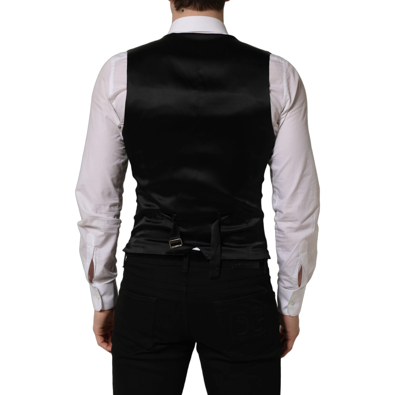 Black Wool Single Breasted Waistcoat Vest