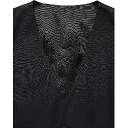 Black Wool Single Breasted Waistcoat Vest