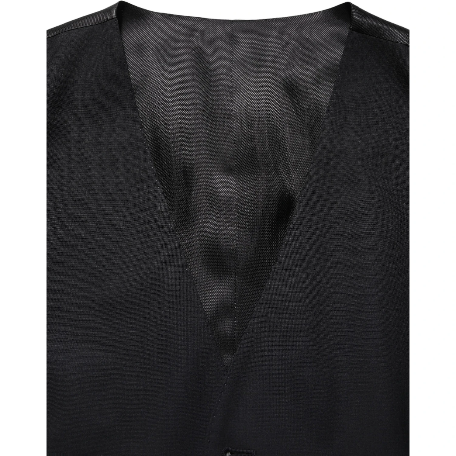 Black Wool Single Breasted Waistcoat Vest