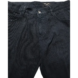 Black Cotton Mid Waist Skinny Men Denim Jeans