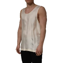 Off White Silk Sleeveless Tank Top T-shirt