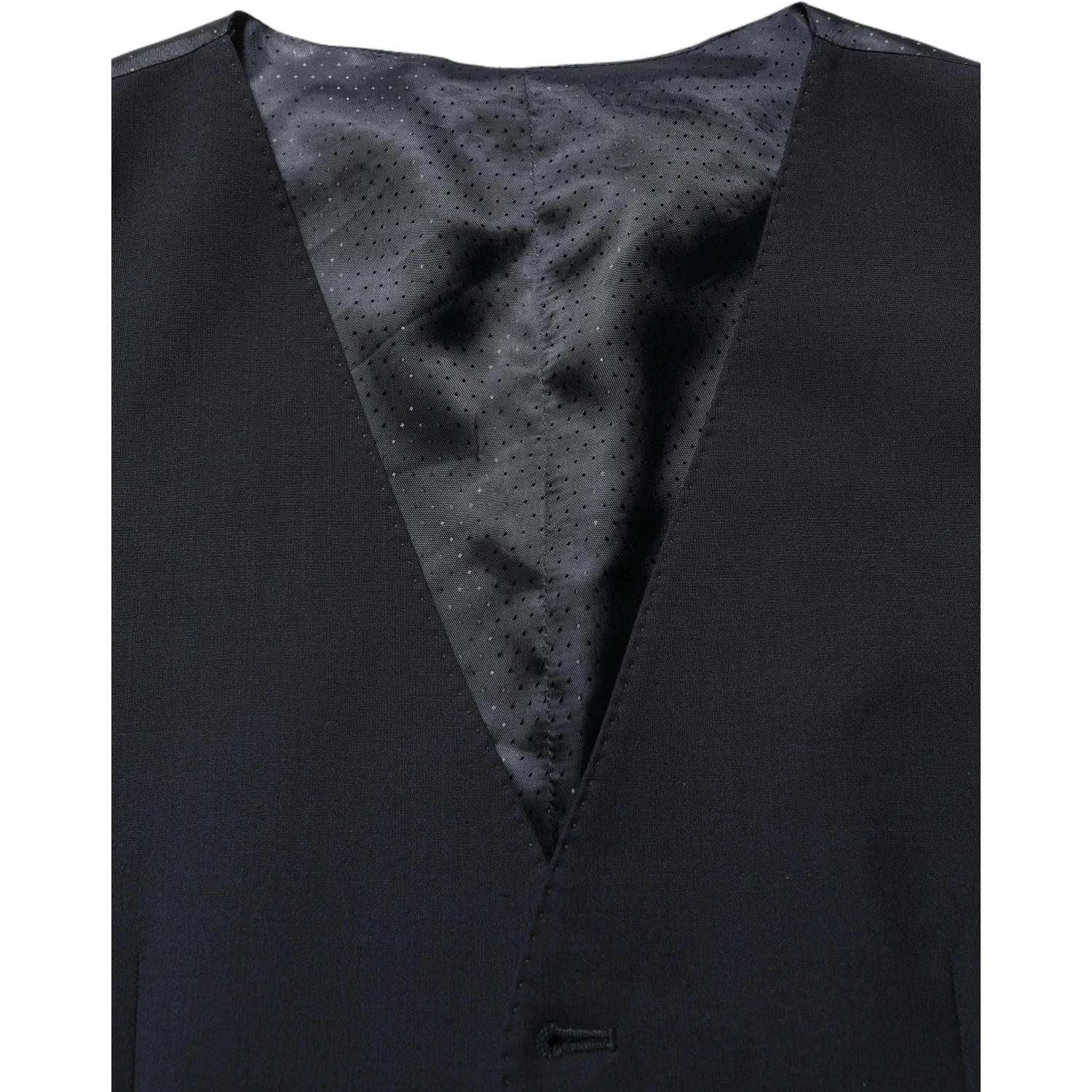 Black Wool Single Breasted Waistcoat Vest