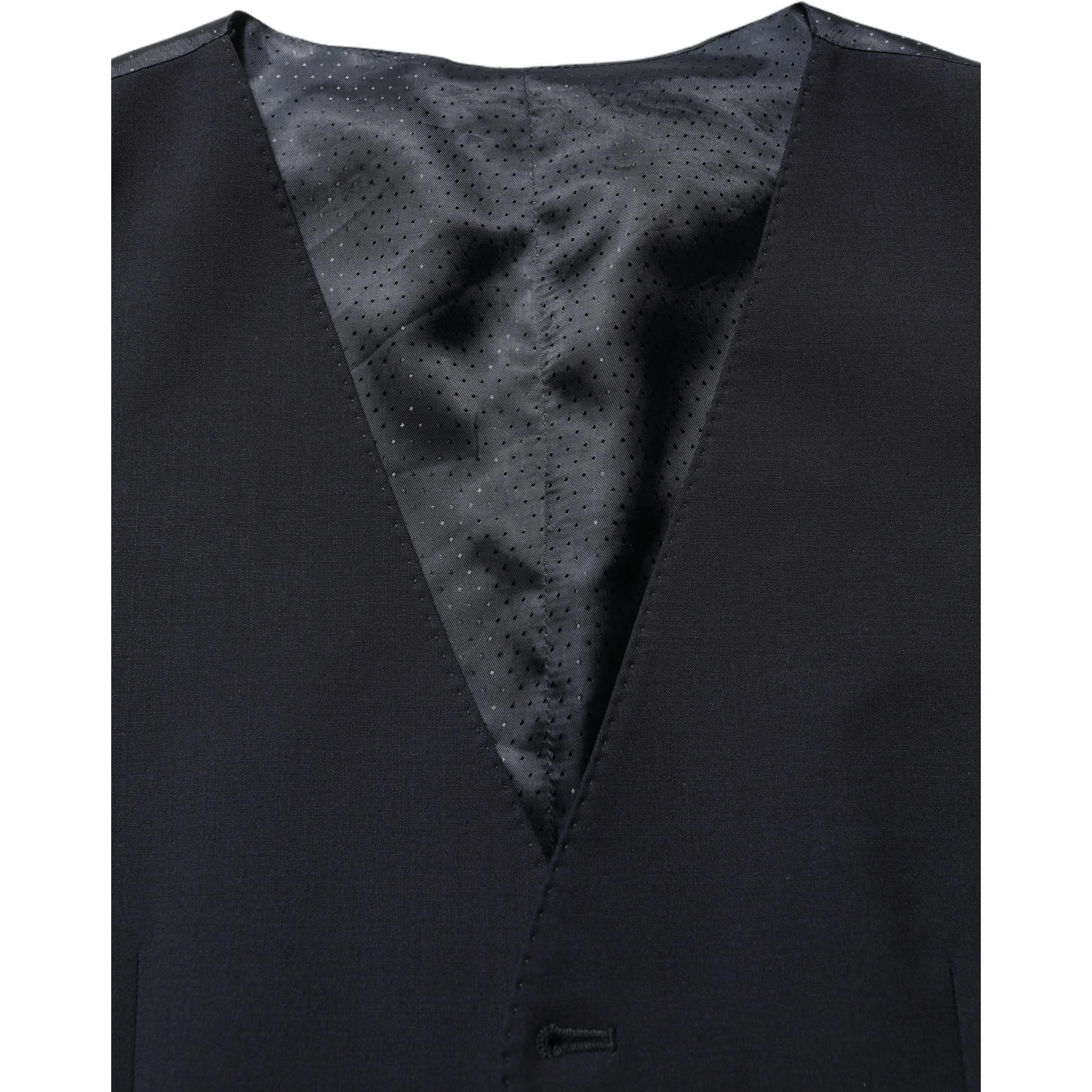 Black Wool Single Breasted Waistcoat Vest