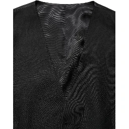 Black Wool Single Breasted Waistcoat Vest