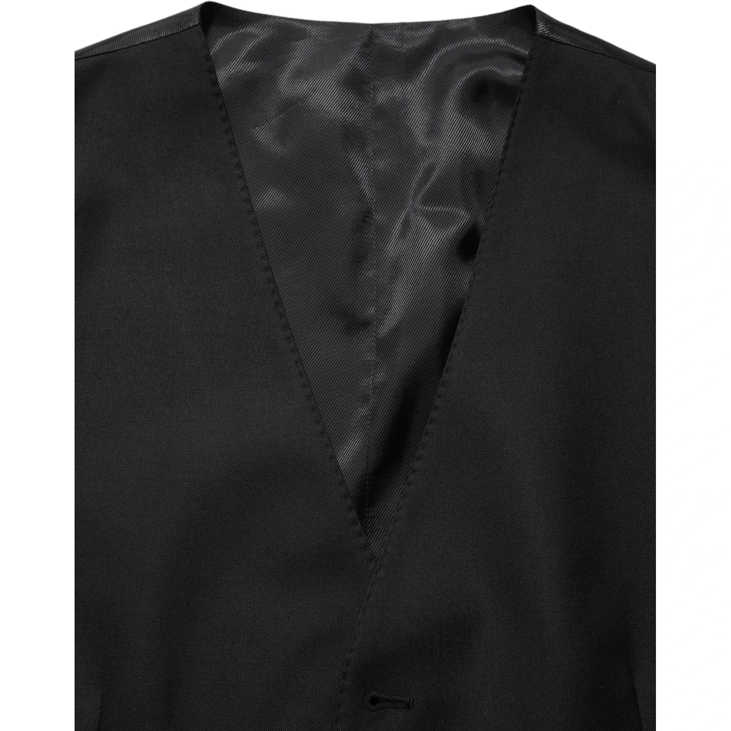 Black Wool Single Breasted Waistcoat Vest