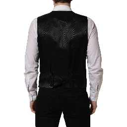 Black Wool Single Breasted Waistcoat Vest