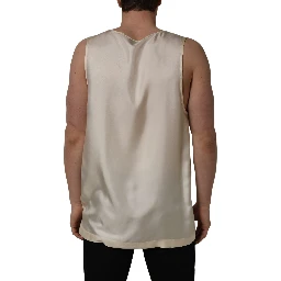 Off White Silk Sleeveless Tank Top T-shirt