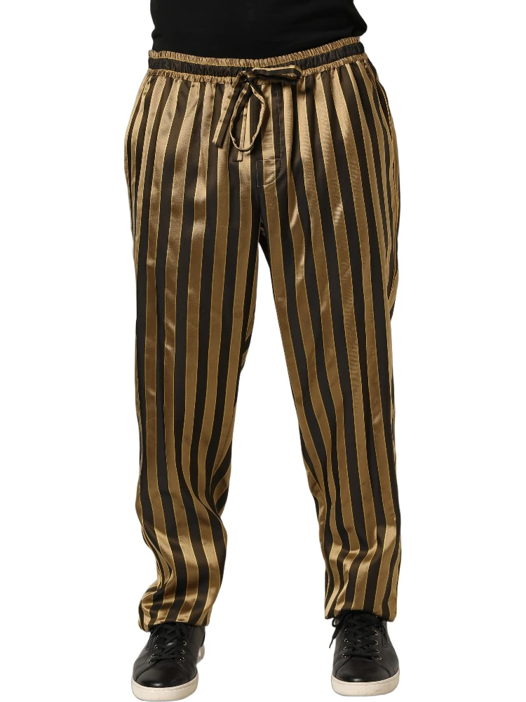 Gold Black Stripes Satin Tapered Leg Pants alternative