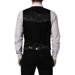 Black Wool Single Breasted Waistcoat Vest