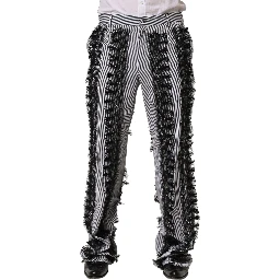 BlackGray Pinstripe Embellished Trouser Pants