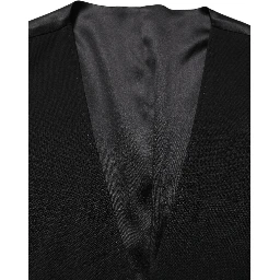 Black Wool Single Breasted Waistcoat Vest