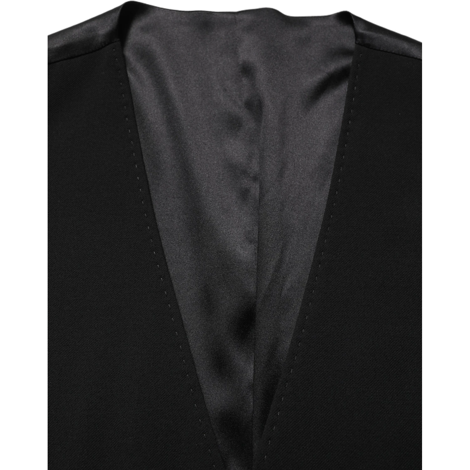 Black Wool Single Breasted Waistcoat Vest