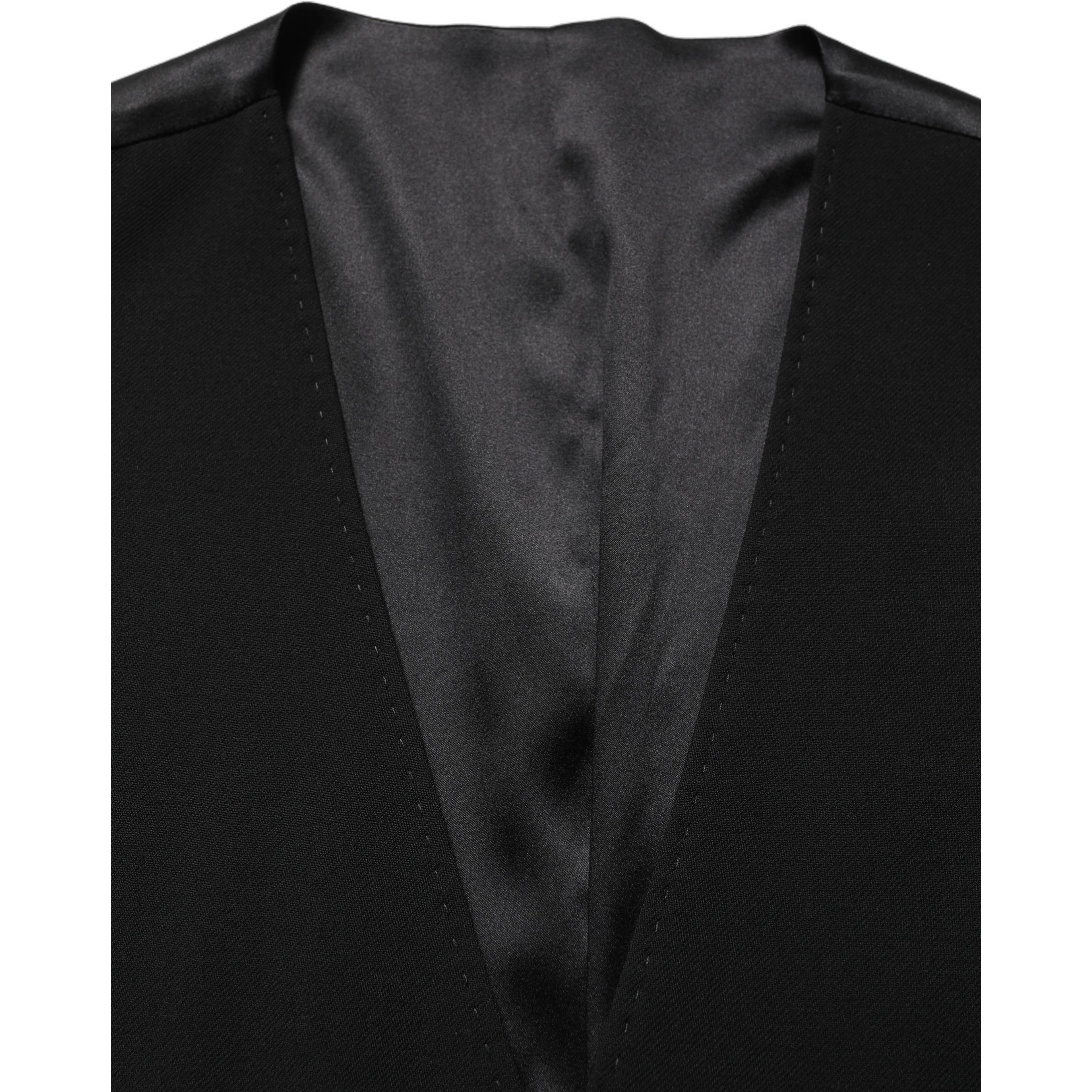 Black Wool Single Breasted Waistcoat Vest