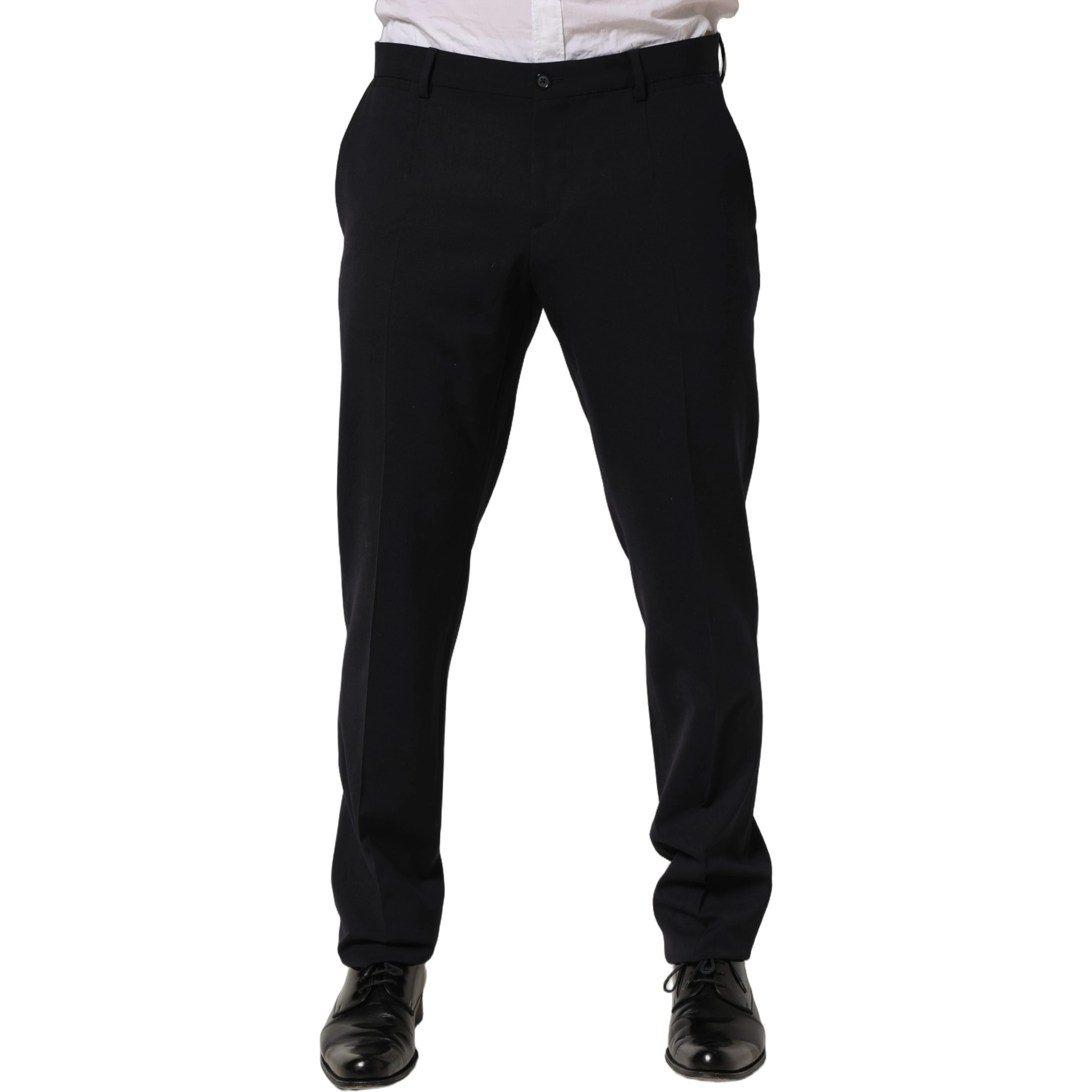 Black Wool Tapered Leg Dress Trouser Pants