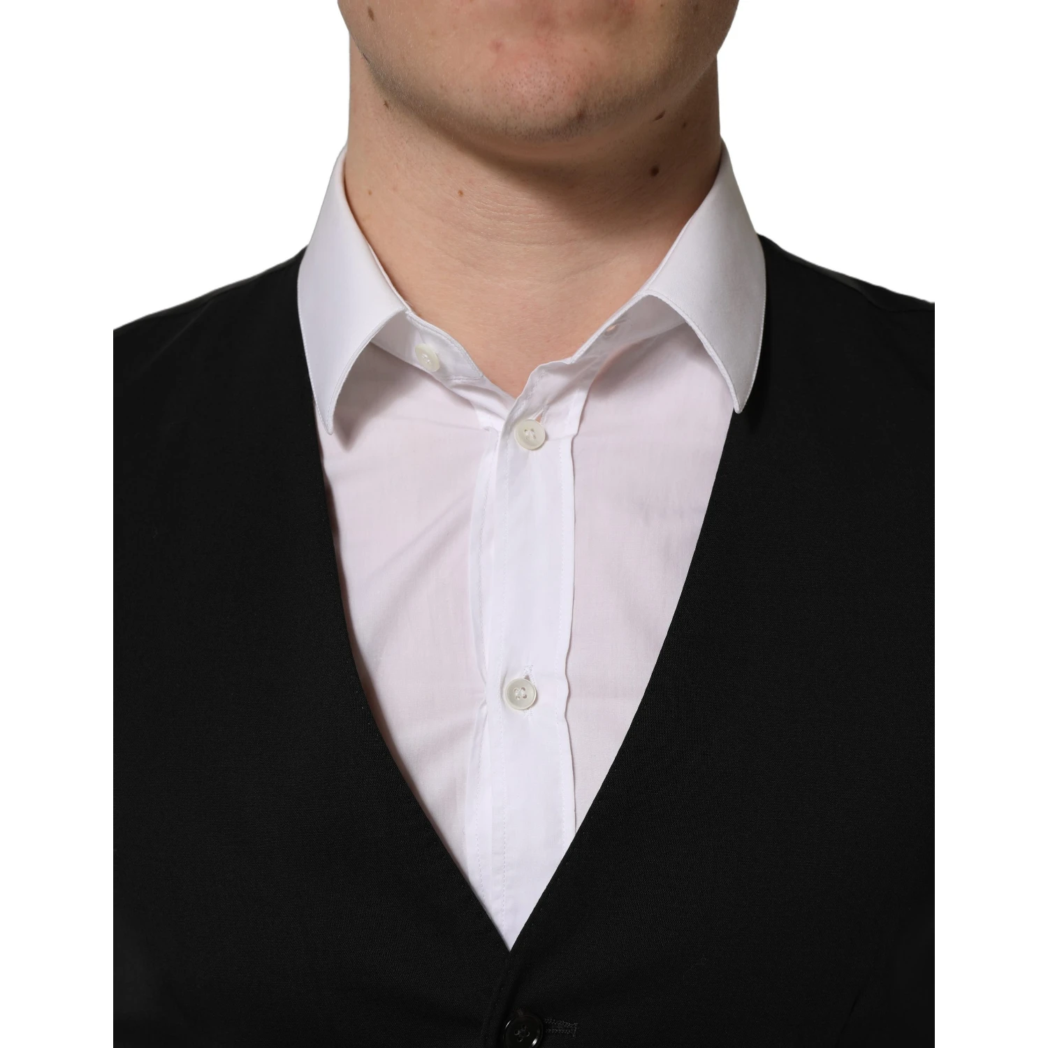 Black Wool Single Breasted Waistcoat Vest