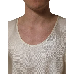 Off White Silk Sleeveless Tank Top T-shirt