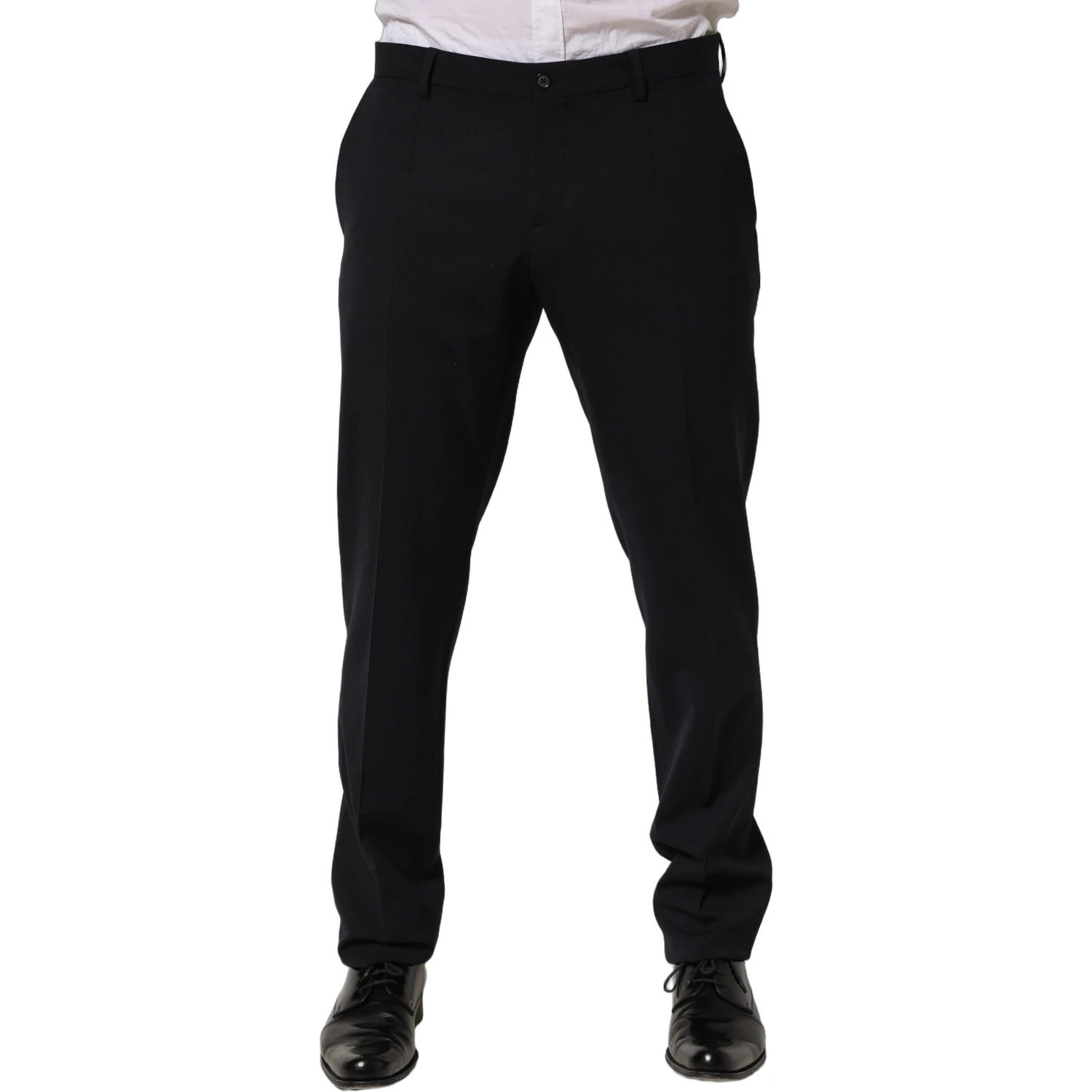 Black Wool Tapered Leg Dress Trouser Pants
