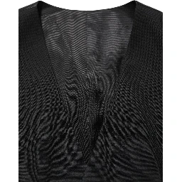 Black Wool Single Breasted Waistcoat Vest