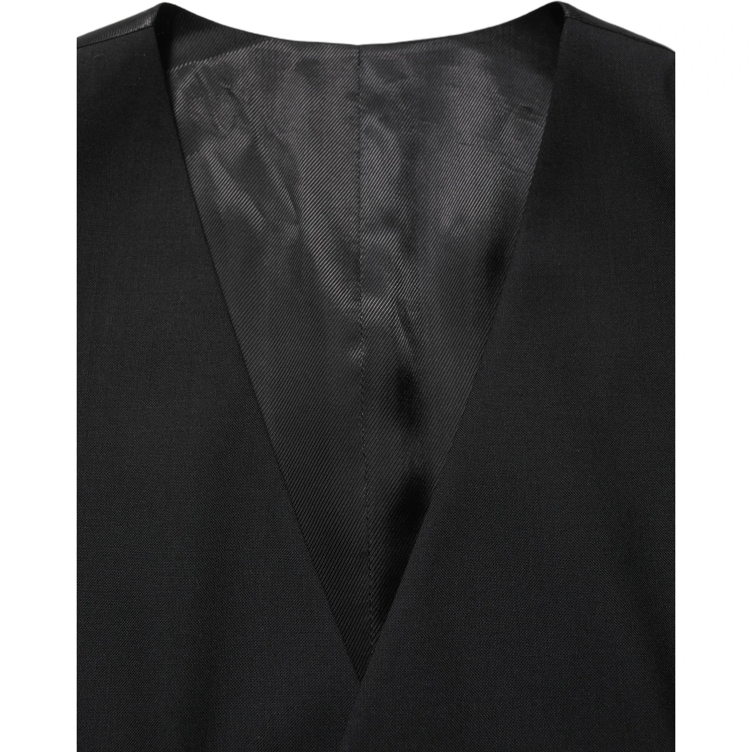 Black Wool Single Breasted Waistcoat Vest