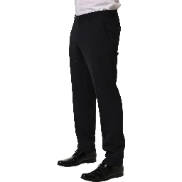 Black Wool Tapered Leg Dress Trouser Pants