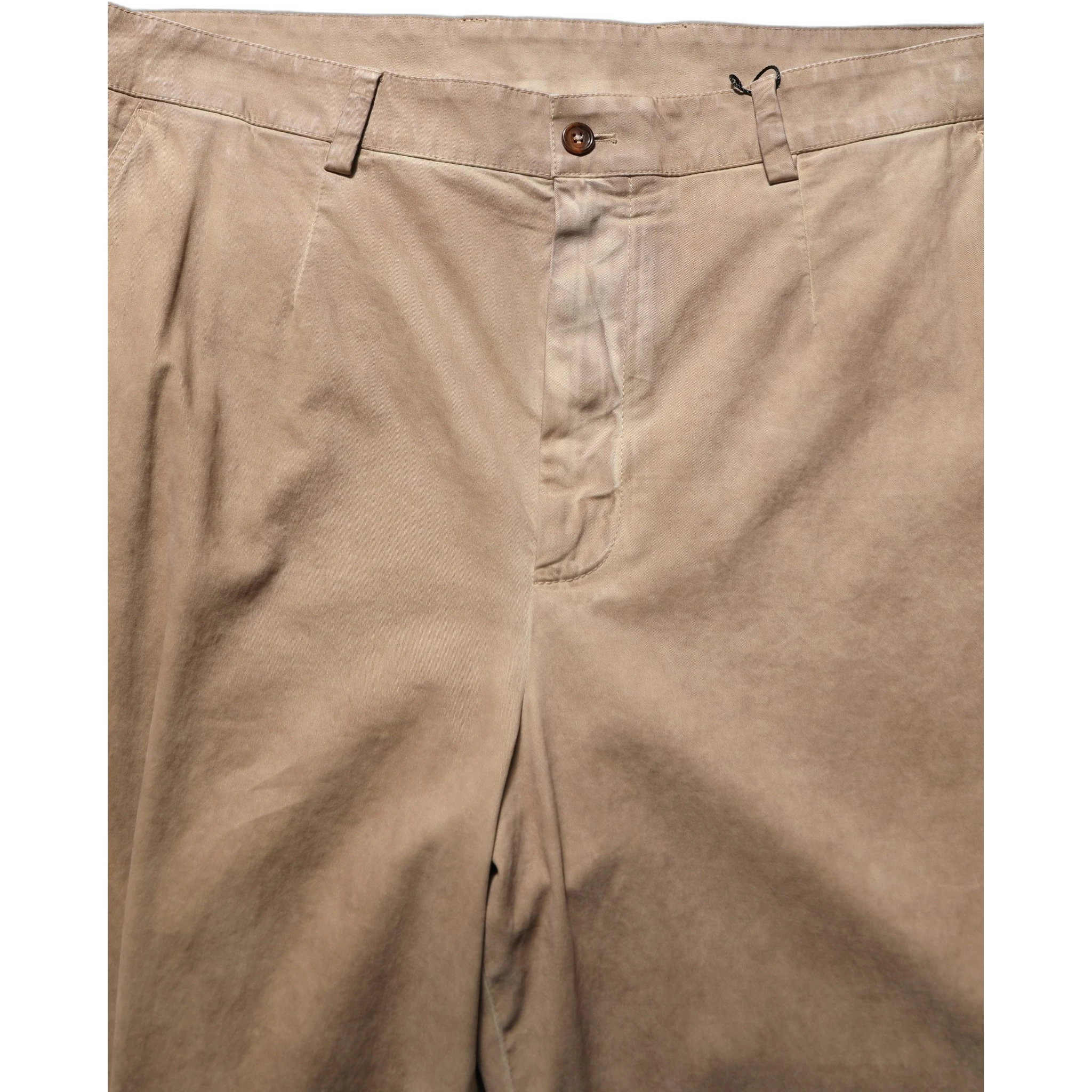 Beige Cotton Straight Leg Men Trouser Pants