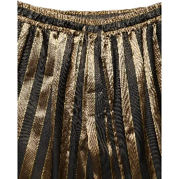Gold Black Stripe Satin Tapered Leg Men Pants