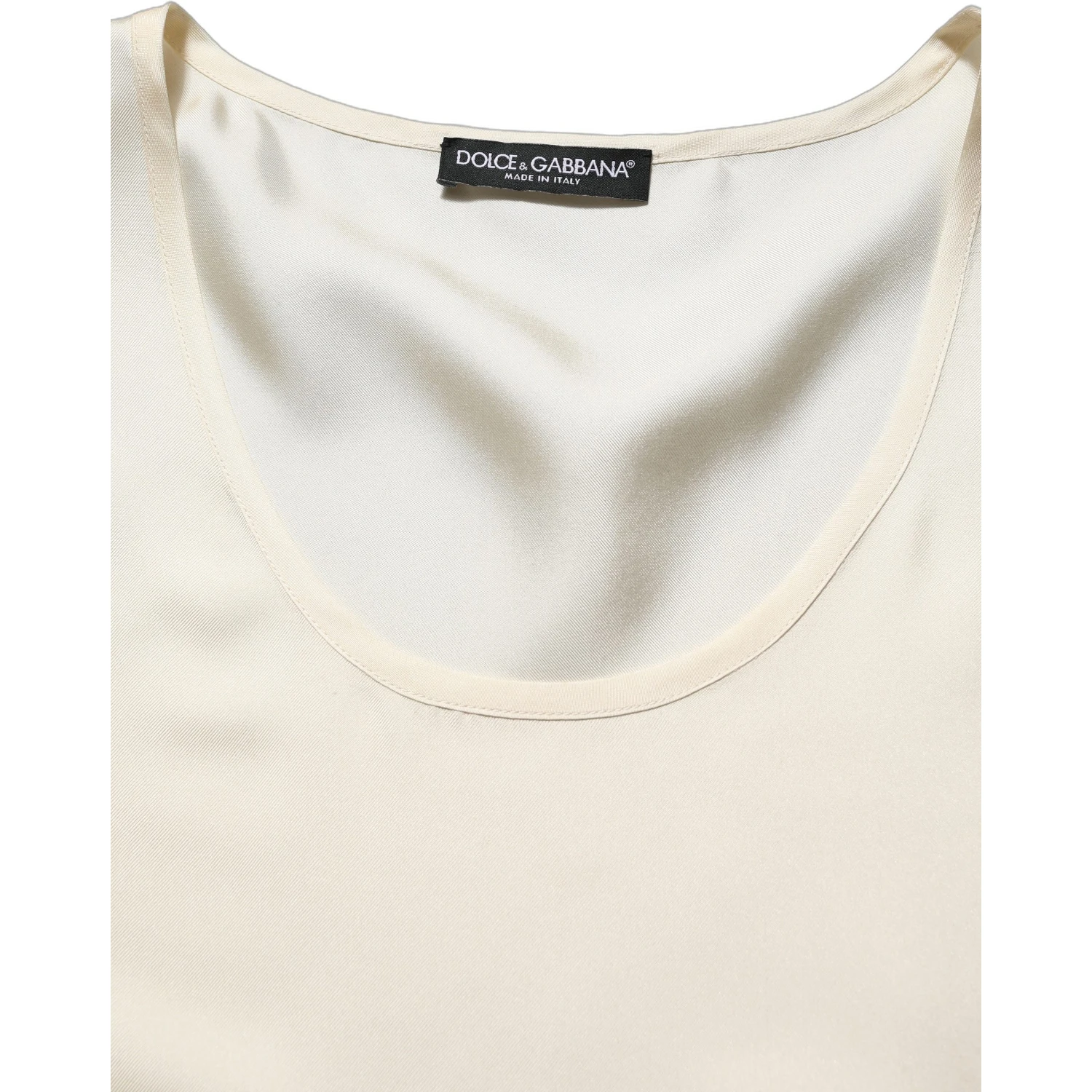 Off White Silk Sleeveless Tank Top T-shirt