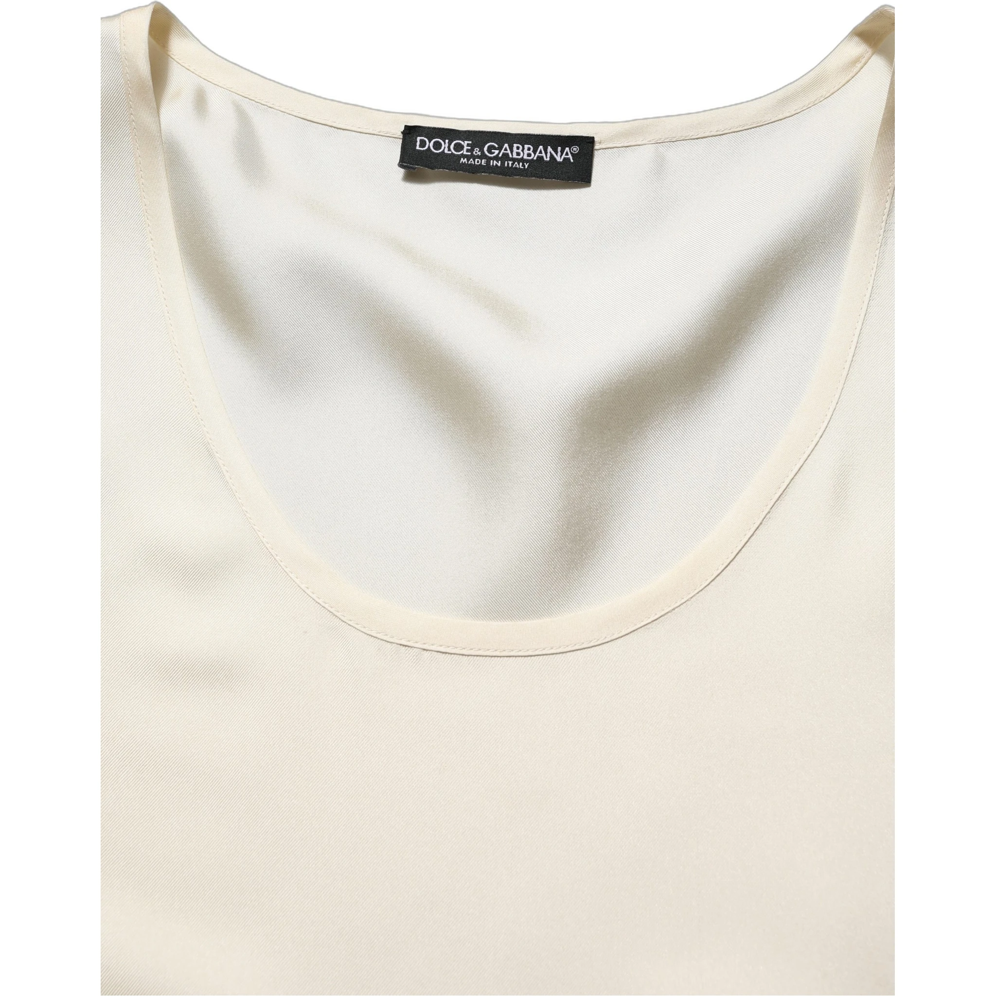 Off White Silk Sleeveless Tank Top T-shirt