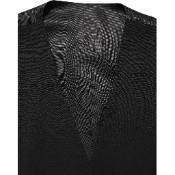 Black Wool Single Breasted Waistcoat Vest