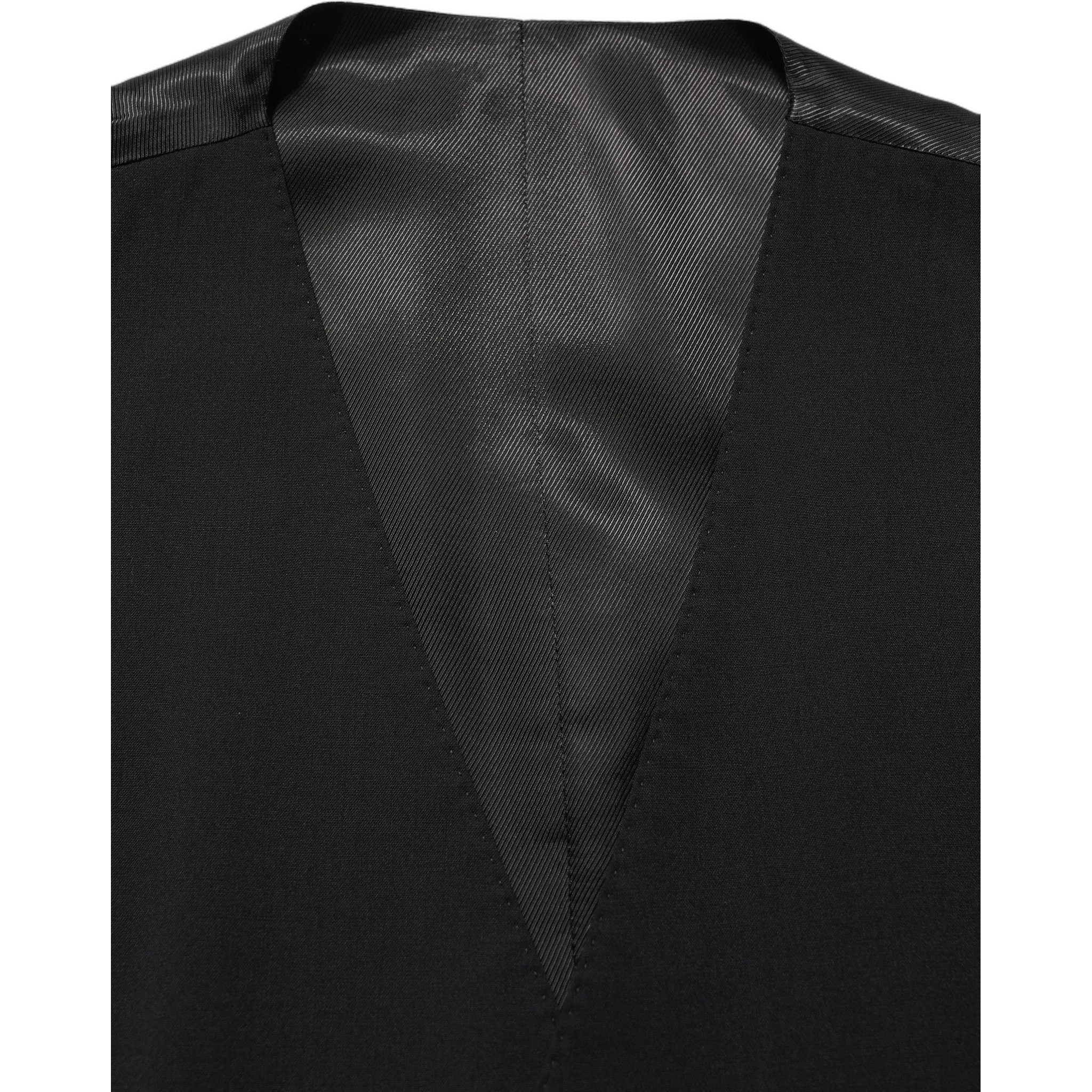 Black Wool Single Breasted Waistcoat Vest