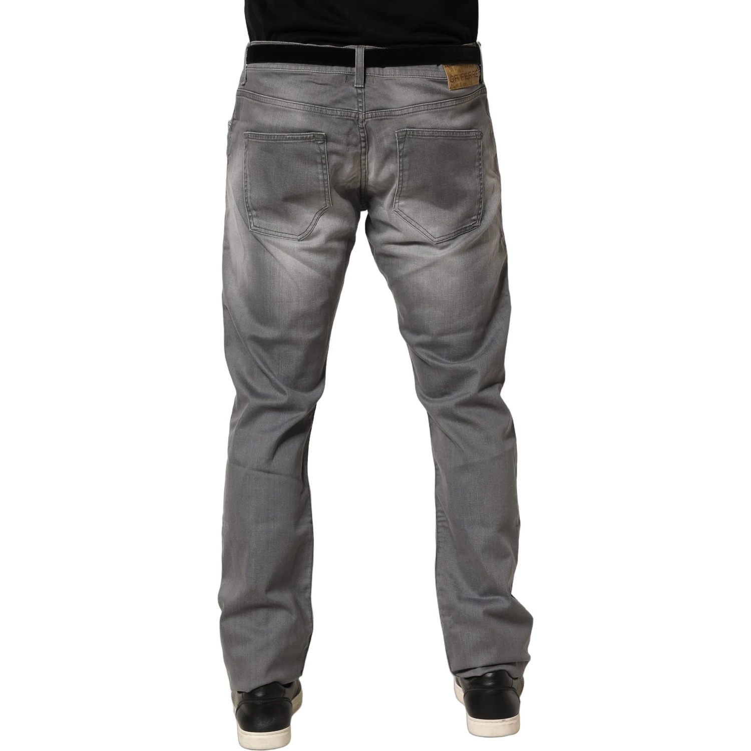 Gray Washed Mid Waist Straight Men Denim Trouser Jeans