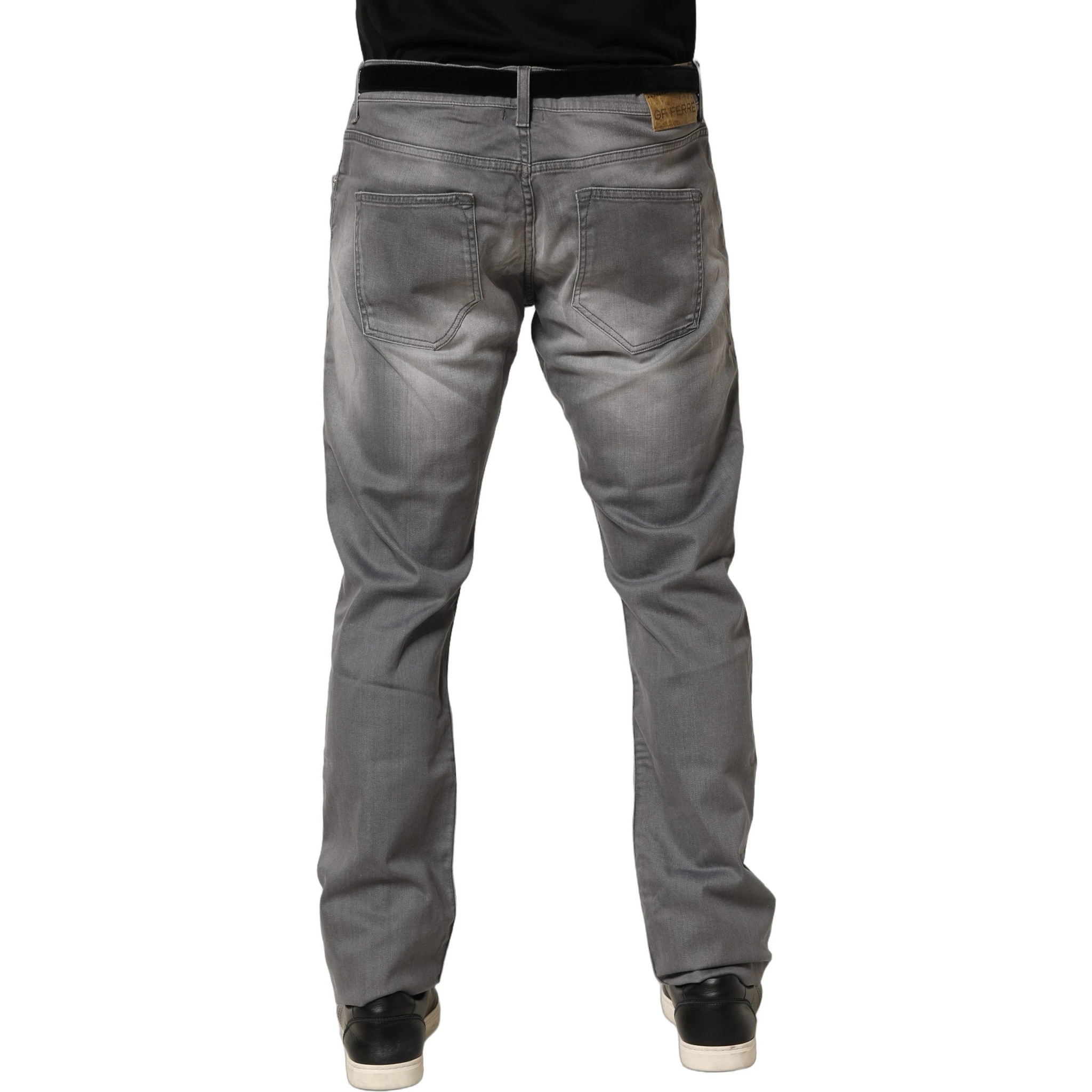 Gray Washed Mid Waist Straight Men Denim Trouser Jeans