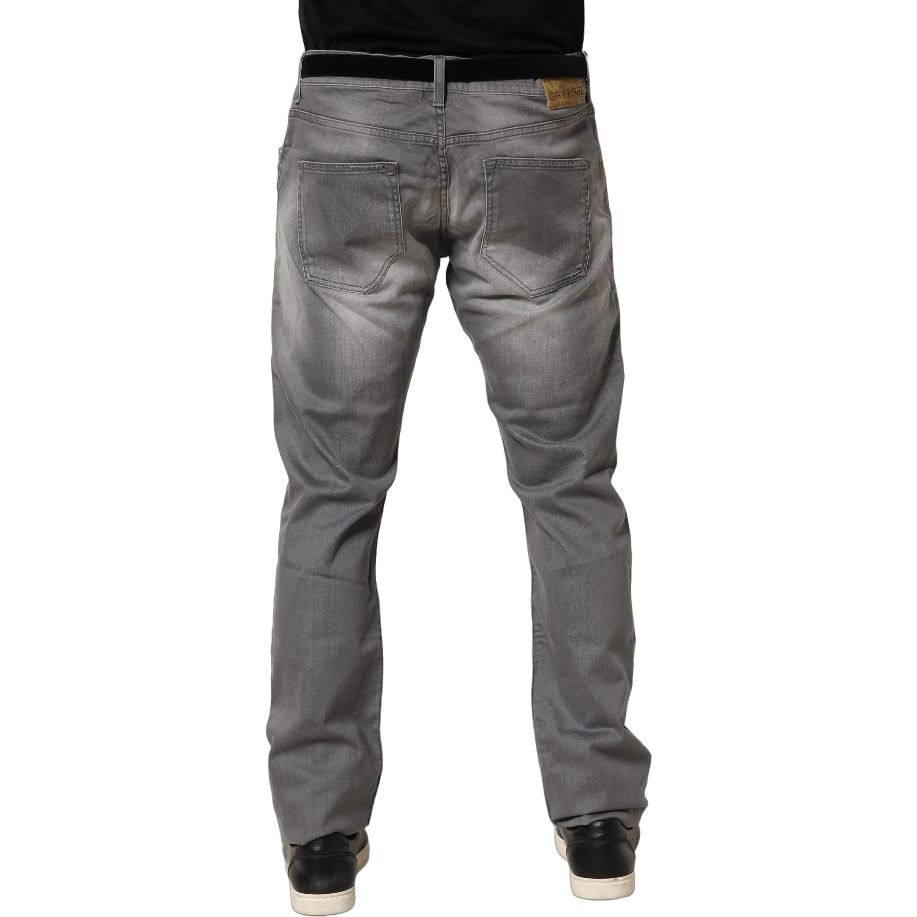 Gray Washed Mid Waist Straight Men Denim Trouser Jeans