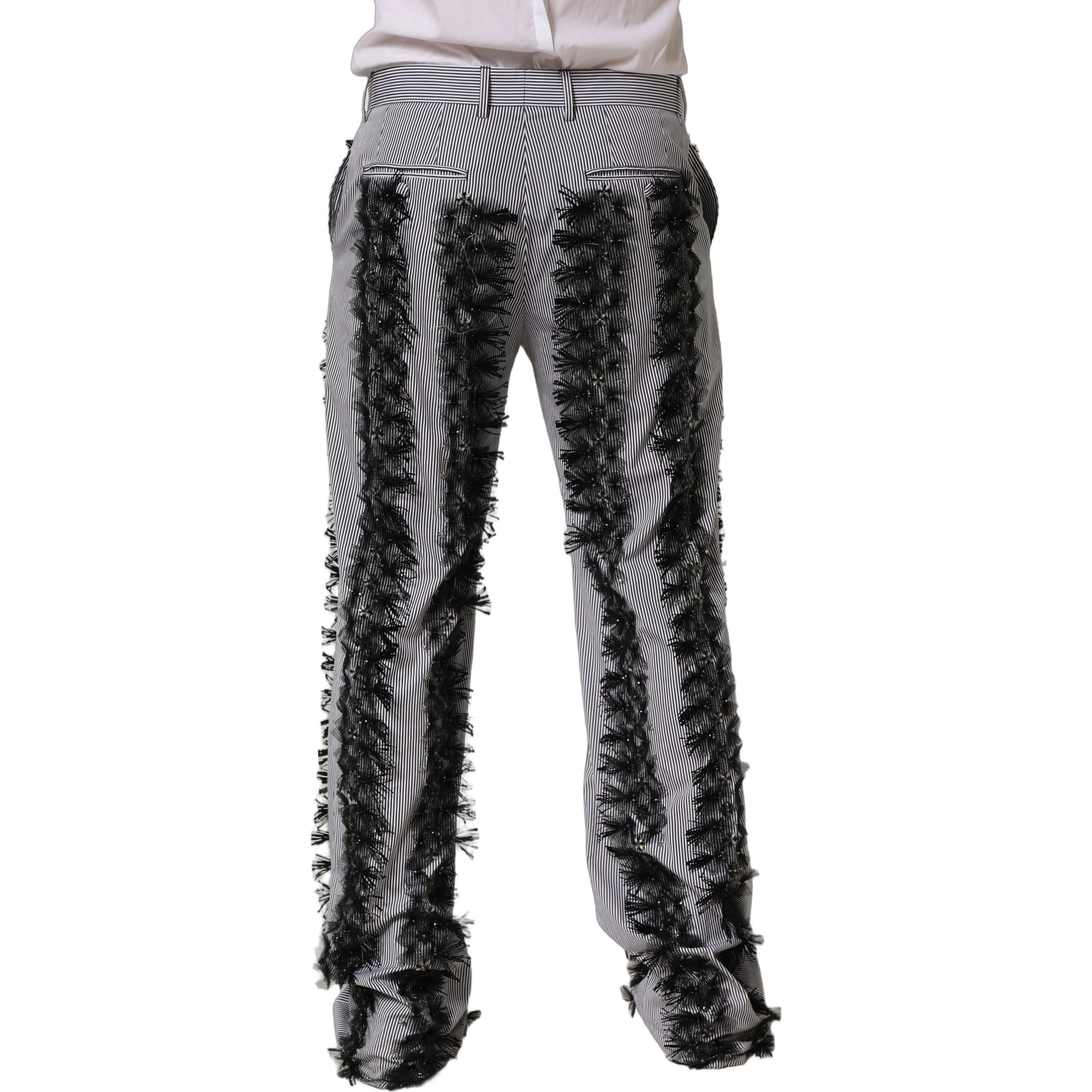 BlackGray Pinstripe Embellished Trouser Pants