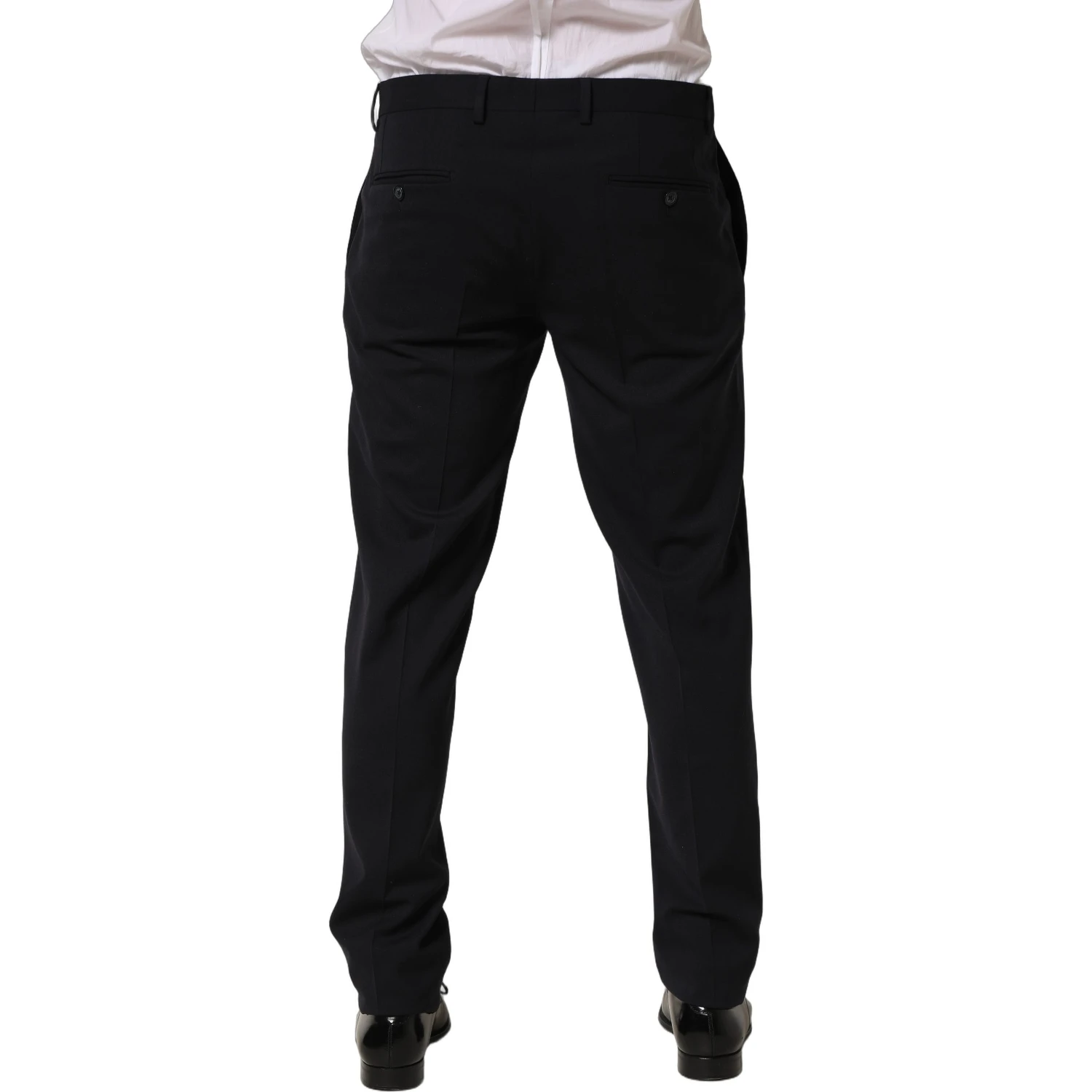 Black Wool Tapered Leg Dress Trouser Pants