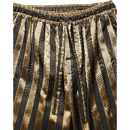 Gold Black Stripes Satin Tapered Leg Men Pants