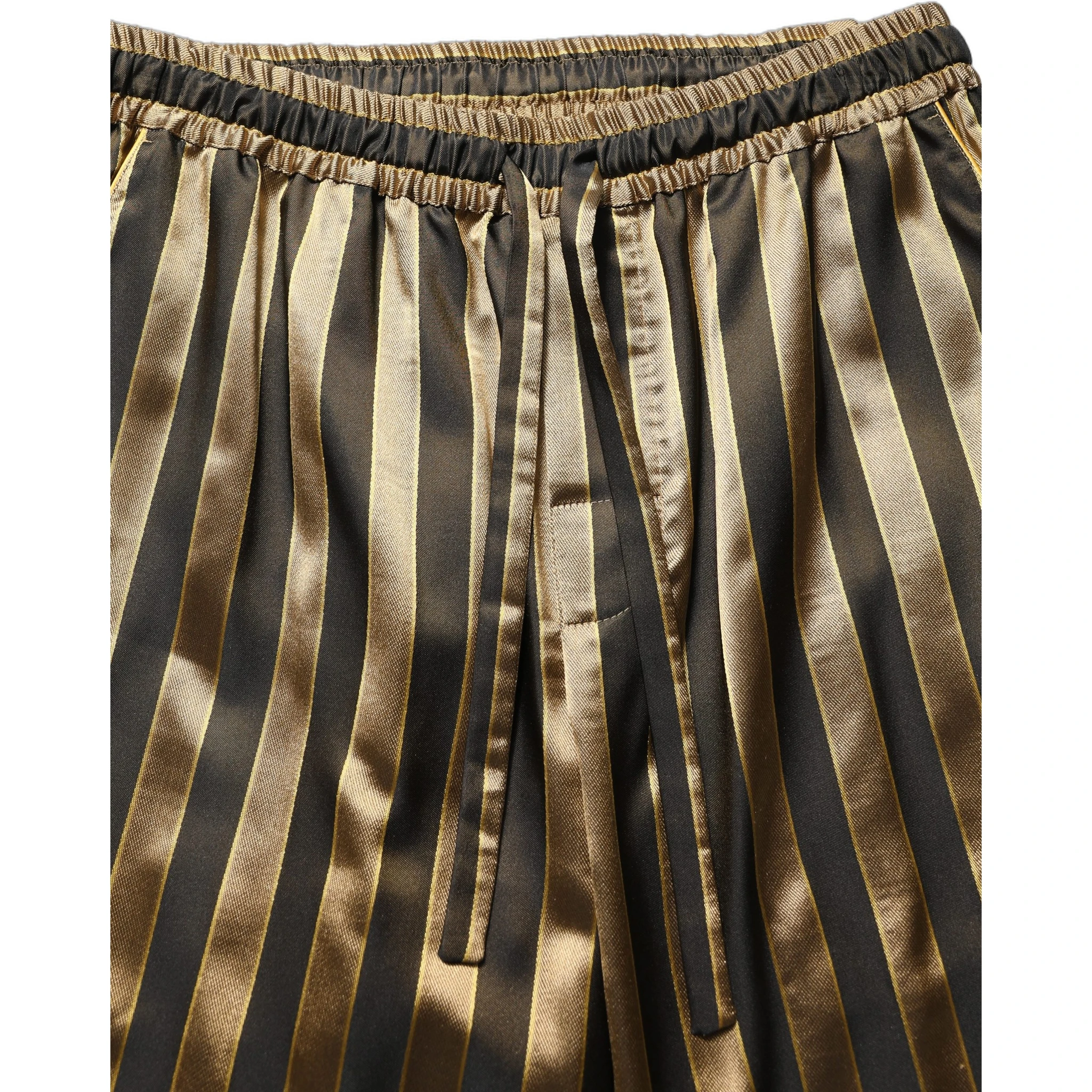 Gold Black Stripes Satin Tapered Leg Men Pants