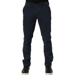 Navy Blue Skinny Chino Mid Waist Men Pants