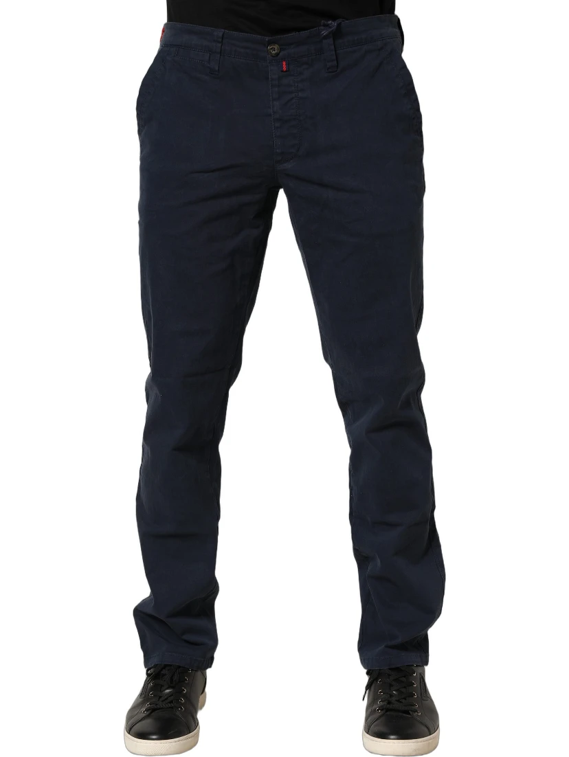Navy Blue Skinny Chino Mid Waist Men Pants