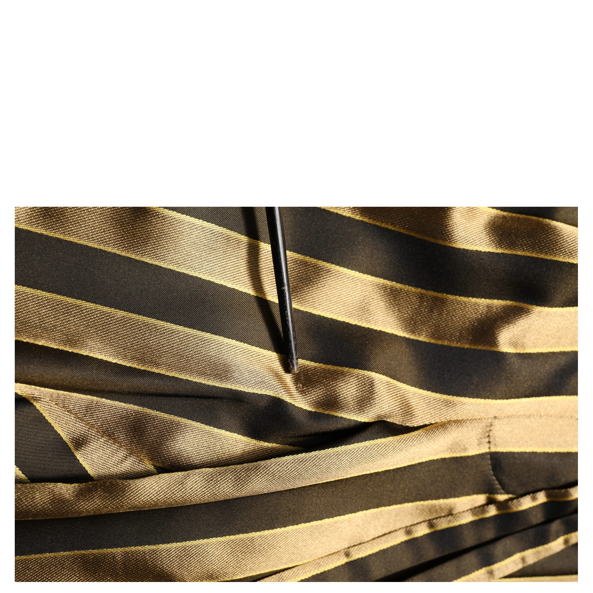 Gold Black Stripe Satin Tapered Leg Men Pants