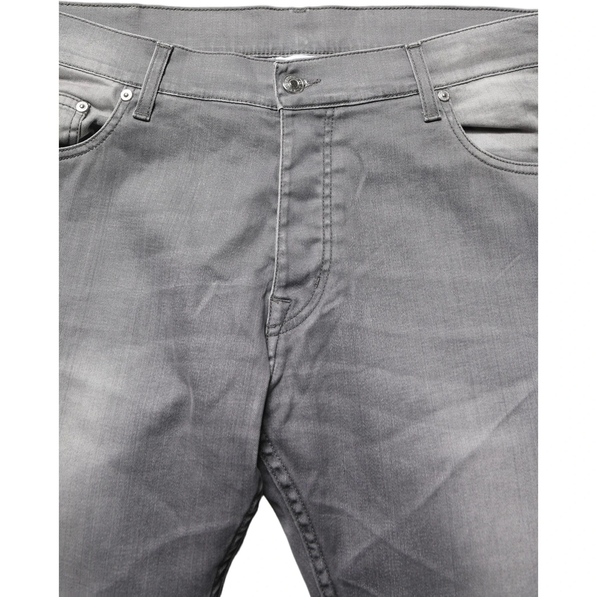 Gray Washed Mid Waist Straight Men Denim Trouser Jeans