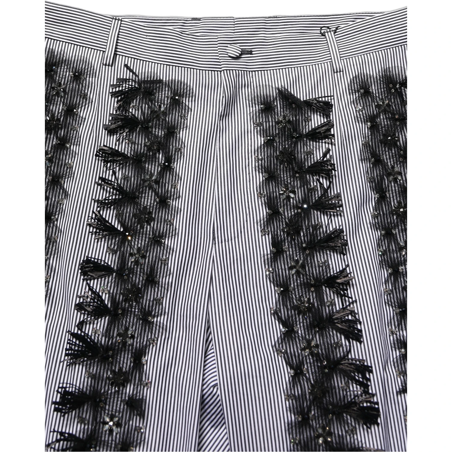BlackGray Pinstripe Embellished Trouser Pants