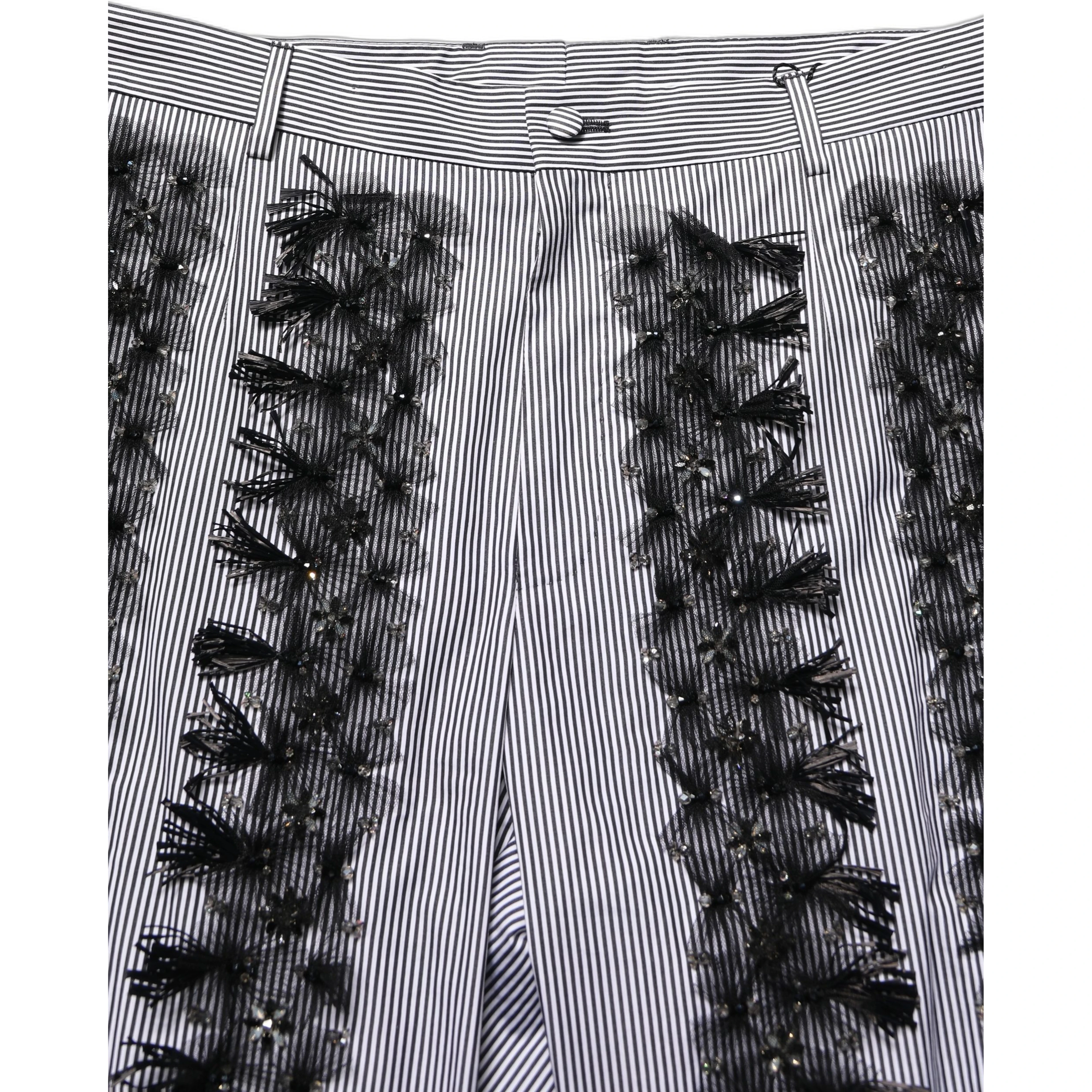BlackGray Pinstripe Embellished Trouser Pants
