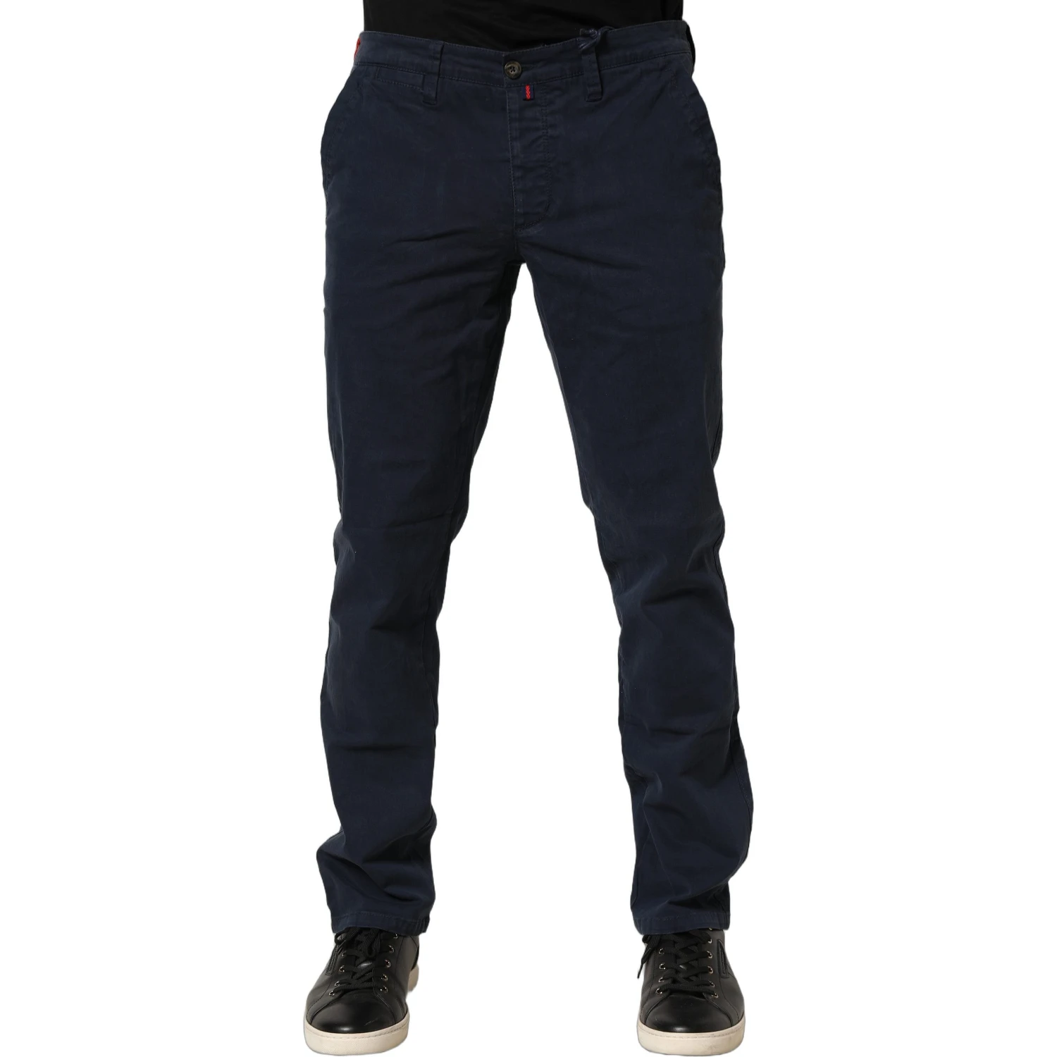 Navy Blue Skinny Chino Mid Waist Men Pants