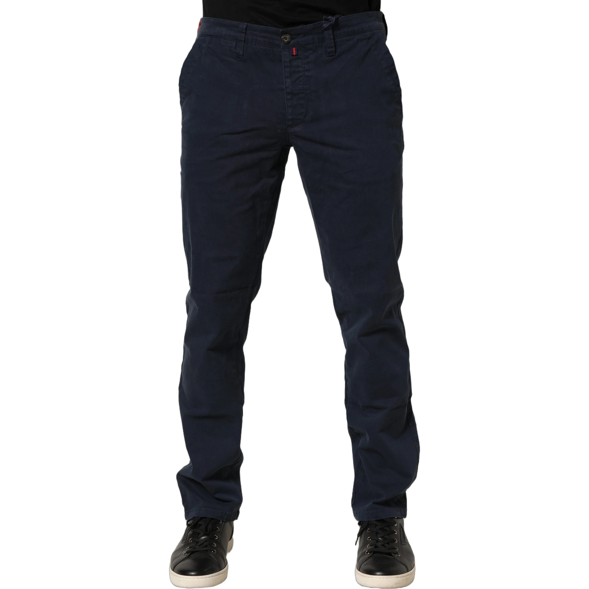 Navy Blue Skinny Chino Mid Waist Men Pants