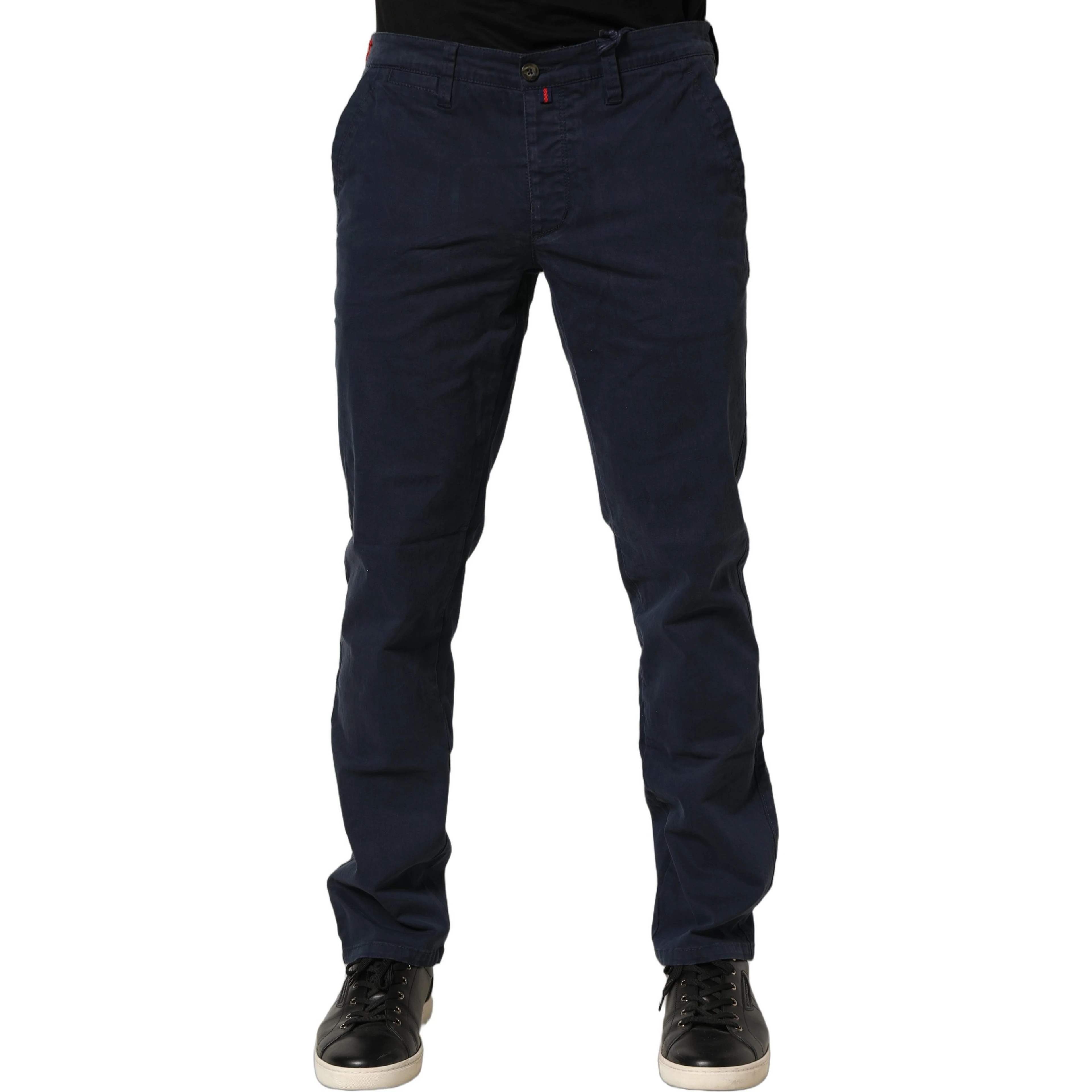 Navy Blue Skinny Chino Mid Waist Men Pants